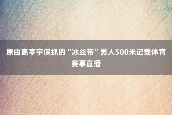 原由高亭宇保抓的“冰丝带”男人500米记载体育赛事直播