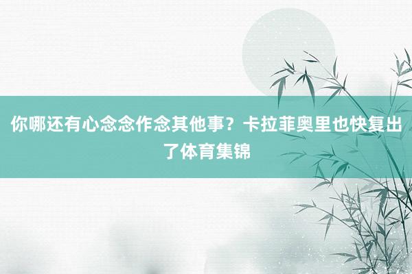 你哪还有心念念作念其他事？卡拉菲奥里也快复出了体育集锦