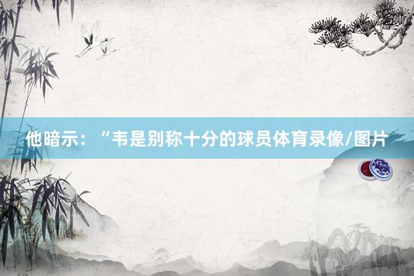 他暗示:“韦是别称十分的球员体育录像/图片