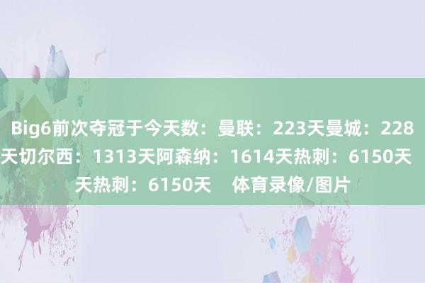 Big6前次夺冠于今天数：曼联：223天曼城：228天利物浦：312天切尔西：1313天阿森纳：1614天热刺：6150天    体育录像/图片