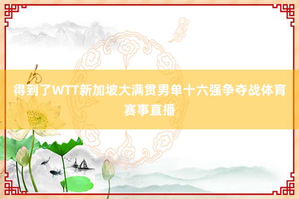 得到了WTT新加坡大满贯男单十六强争夺战体育赛事直播