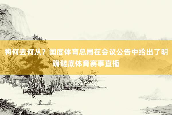 将何去何从？国度体育总局在会议公告中给出了明确谜底体育赛事直播