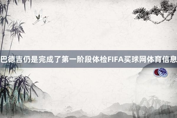 巴德吉仍是完成了第一阶段体检FIFA买球网体育信息