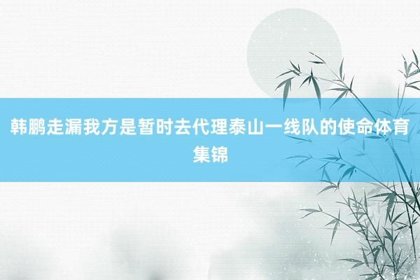 韩鹏走漏我方是暂时去代理泰山一线队的使命体育集锦
