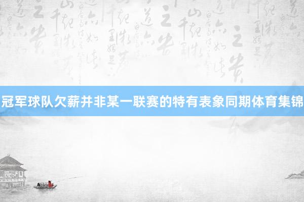 冠军球队欠薪并非某一联赛的特有表象同期体育集锦