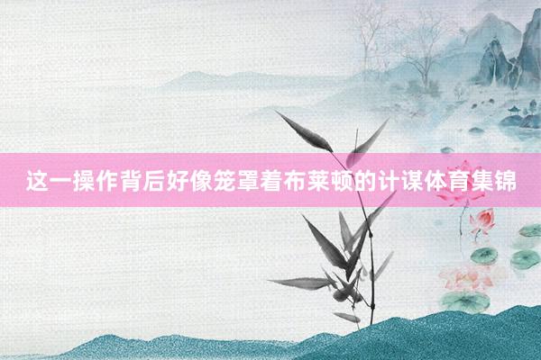 这一操作背后好像笼罩着布莱顿的计谋体育集锦